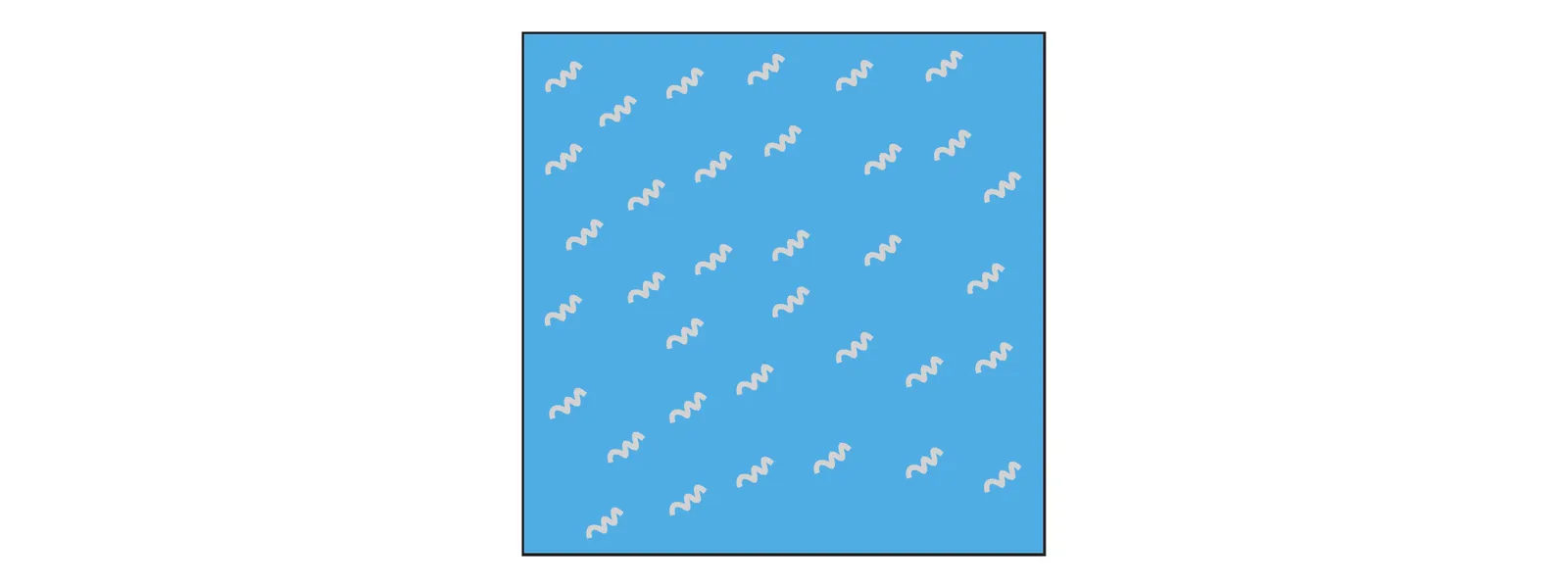 Cartoon of a dilute polymer solution: grey coiled polymer chains dispersed in a blue solvent